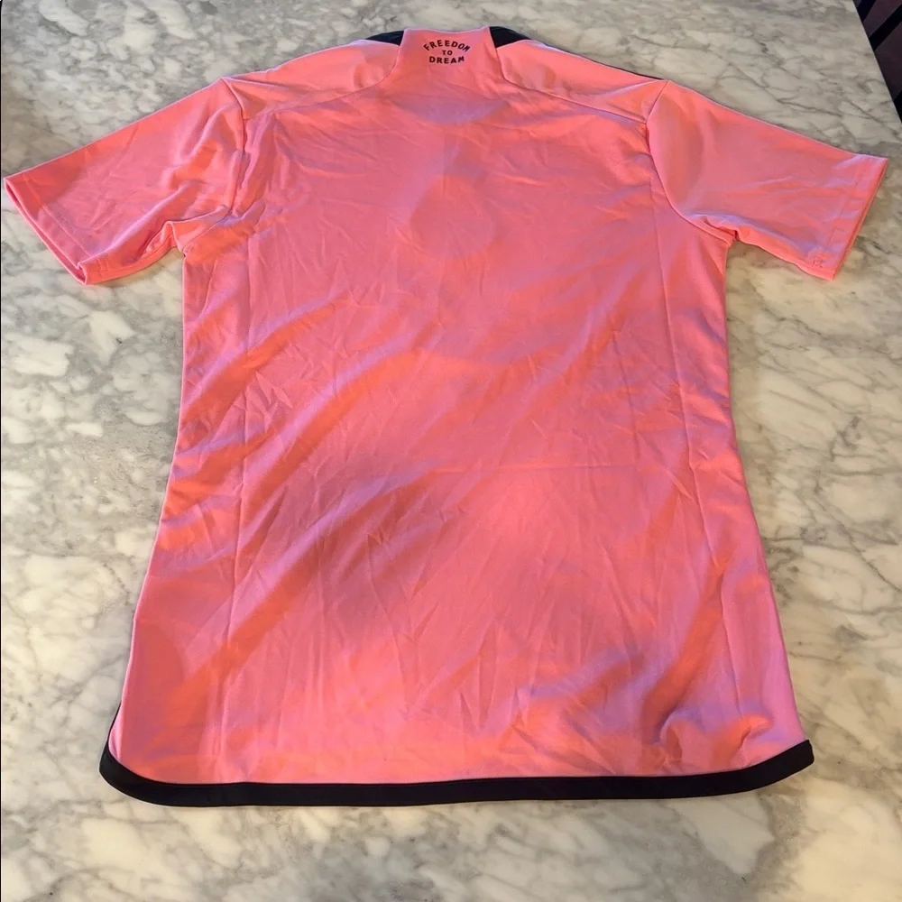 Adidas Neon Pink inter Miami Soccer Jersey with Black Details